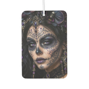 Amethyst Orchid Calavera – Gothic Sugar Skull Car Air Freshener