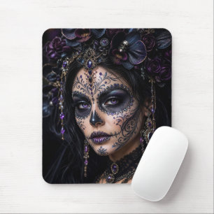 Amethyst Orchid Calavera – Gothic Sugar Skull Mouse Pad