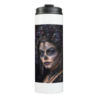 Amethyst Orchid Calavera – Gothic Sugar Skull Thermal Tumbler