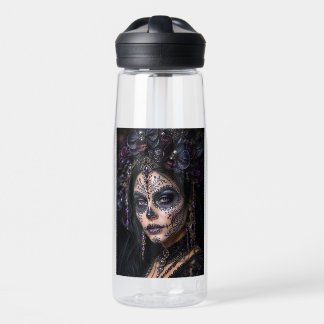 Amethyst Orchid Calavera – Gothic Sugar Skull Water Bottle