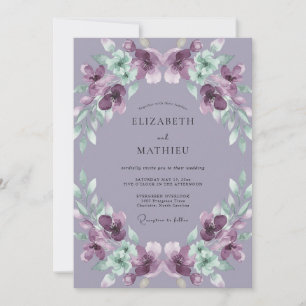Amethyst Painted Leafy Wedding Invitation