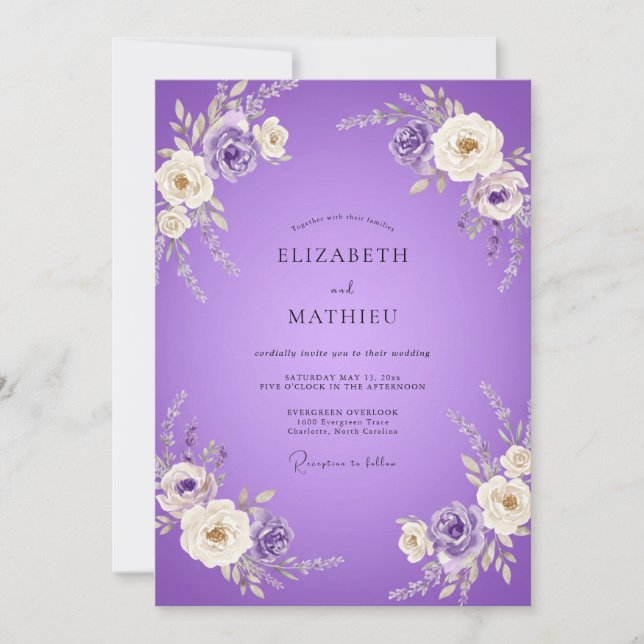 Amethyst Painted Wedding Invitation (Front)