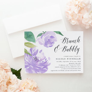 Amethyst Peony Bridal Shower Brunch Invitation