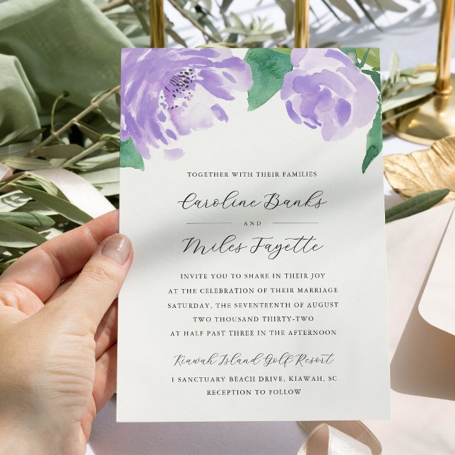 Amethyst Peony | Lavender Floral Wedding Invitation (Creator Uploaded)