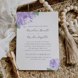 Amethyst Peony   Lavender Floral Wedding Invitation