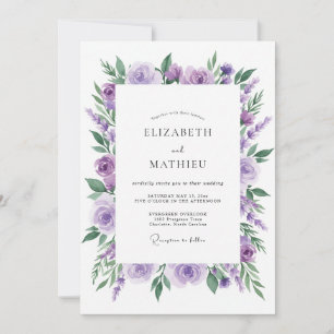 Amethyst Peony Leaf Wedding Invitation