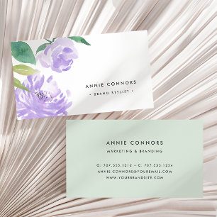 Amethyst Peony Watercolor Floral Business Card