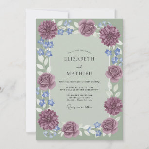 Amethyst Periwinkle Dahlia Wedding Invitation