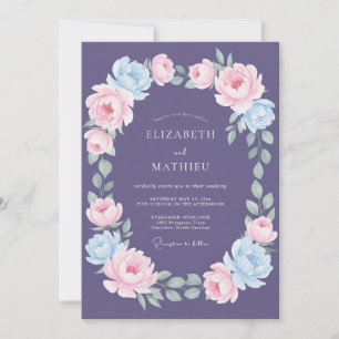 Amethyst Periwinkle Lilac Eucalyptus Wedding Invitation