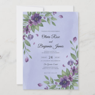 Amethyst Periwinkle Vine Wedding Invitation