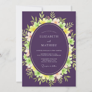 Amethyst Pink Foliage Eucalyptus Wedding Invitation