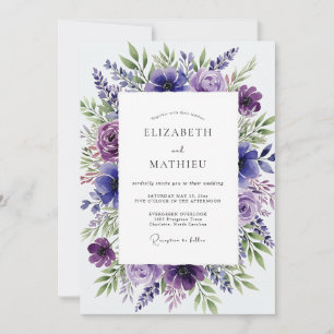 Amethyst Purple Botanical Spring Wedding Invitation