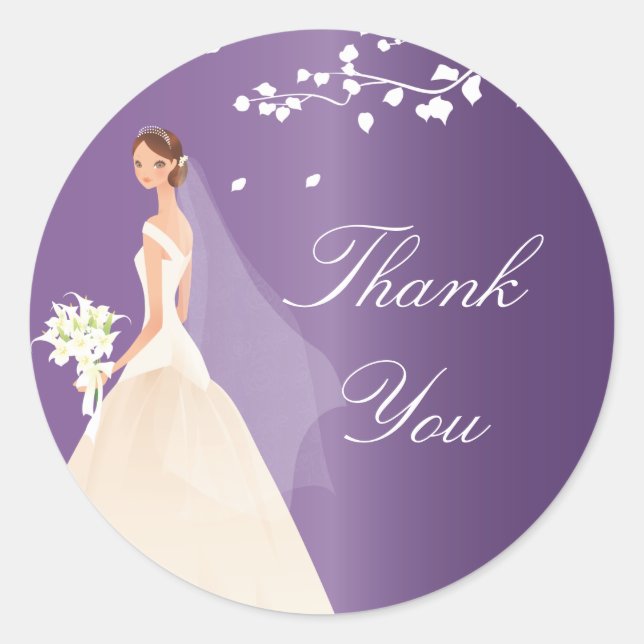 Amethyst Purple Bride Bridal Shower Sticker (Front)