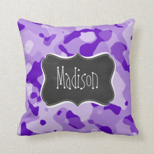 Amethyst Purple Camo; Camouflage; Chalkboard Cushion