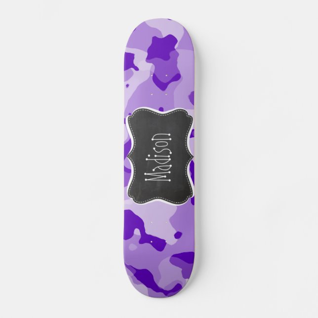 Amethyst Purple Camo; Camouflage; Chalkboard Skateboard (Front)