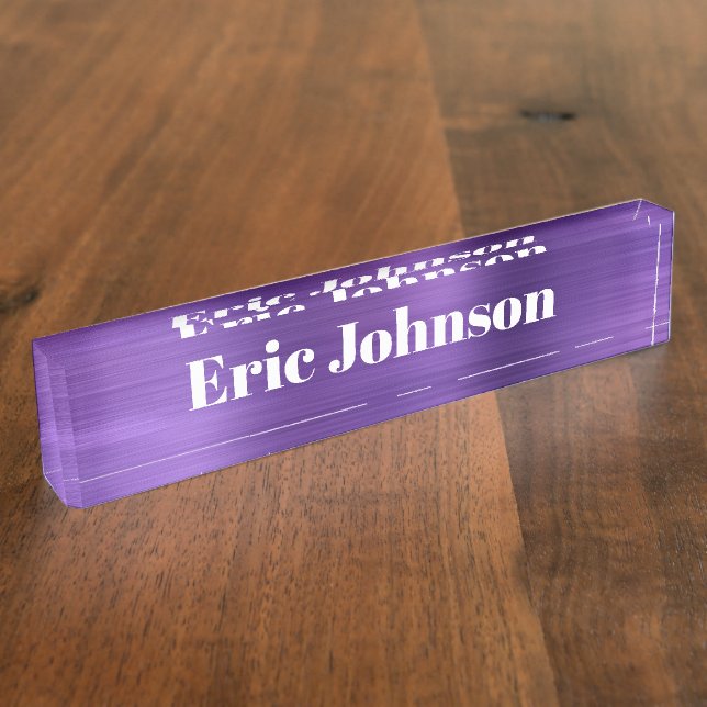 Amethyst Purple Faux Foil Modern Bold Nameplate (Side)