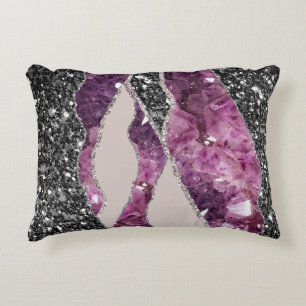 Amethyst Purple Luxury Elegant Liquid Texture Decorative Cushion