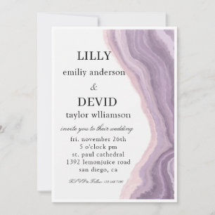 Amethyst Purple Marble Minimal  Invitation