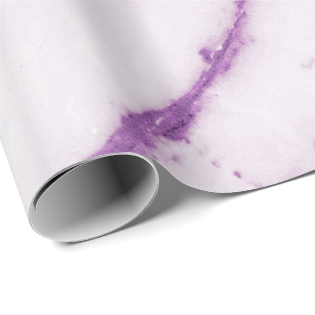 Amethyst Purple Plum White Carrara Marble Stone Wrapping Paper (Roll Corner)