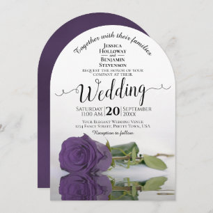 Amethyst Purple Rose Elegant Romantic Wedding Invitation