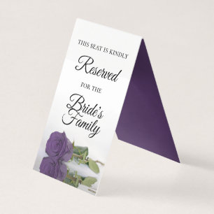 Amethyst Purple Rose Reserved Wedding Place Card