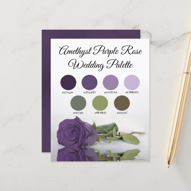 Amethyst Purple Rose Wedding Colours Palette (Front/Back In Situ)