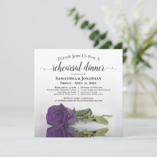 Amethyst Purple Rose Wedding Rehearsal & Dinner Invitation
