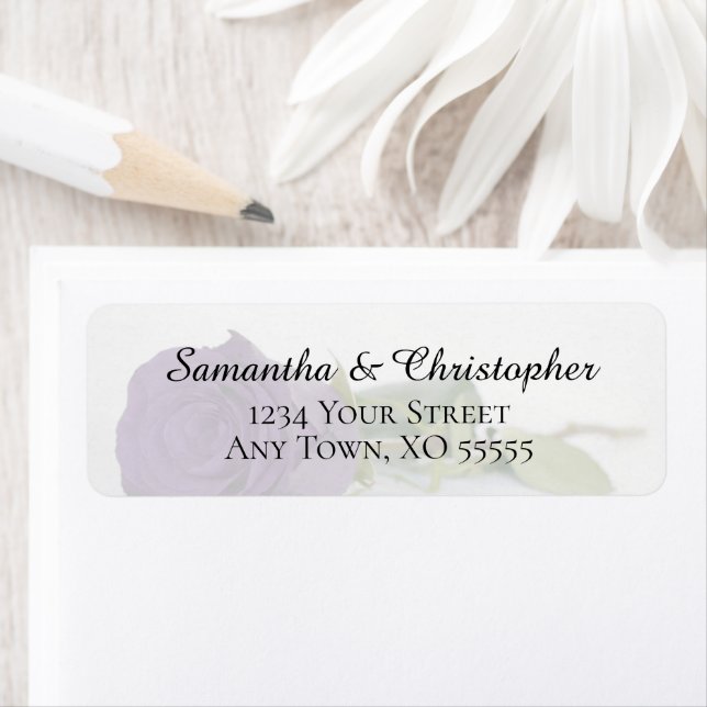 Amethyst Purple Rose Wedding Return Address (Insitu)