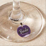Amethyst Purple & Silver Geode Bride Personalised Wine Charm<br><div class="desc">Amethyst Purple & Silver Geode Agate Marble, With Sparkling Silver foil accents, and Modern trendy brushed script font. Ultra Violet Purple, Lavender, and white stone look, is luxurious and modern for your wedding - Personalised Bride Monogrammed Wine Glass Charm! ~ Check my shop to see the entire wedding suite for...</div>