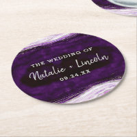 Amethyst Purple & Silver Geode Slice Monogram