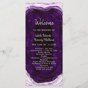 Amethyst Purple & Silver Geode Wedding Ceremony Programme