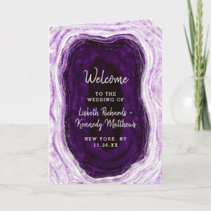 Amethyst Purple & Silver Geode Wedding Ceremony Programme