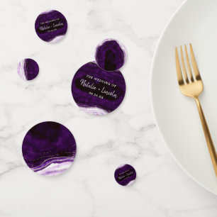 Amethyst Purple & Silver Geode Wedding Monogram Confetti