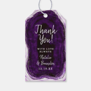 Amethyst Purple & Silver Geode Wedding Thank You Gift Tags
