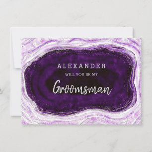 Amethyst Purple & Silver Groomsman Proposal Card