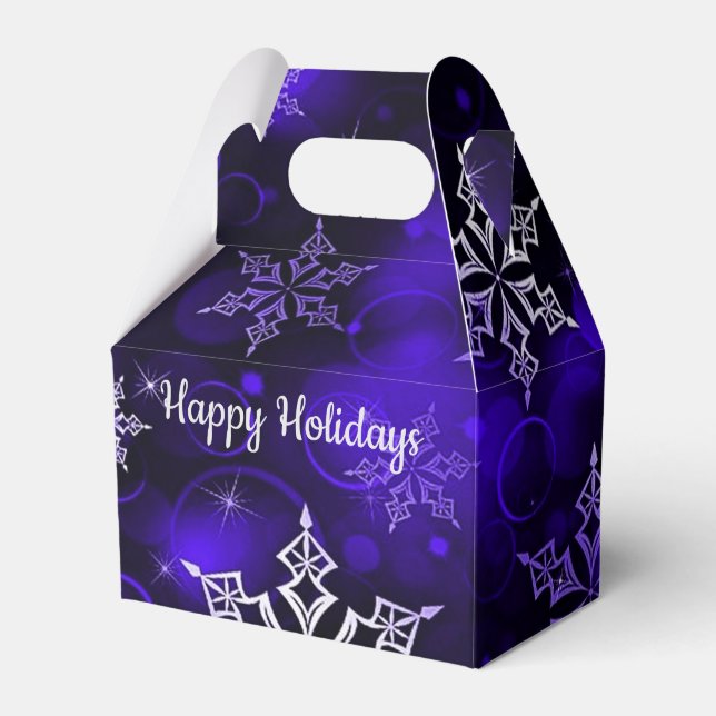 Amethyst Purple Snowflake Motif Gable Favour Box (Front Side)