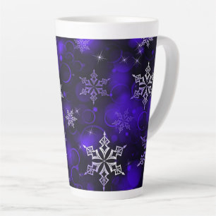 Amethyst Purple Snowflake Motif Latte Mug
