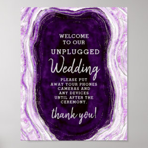 Amethyst Purple Unplugged Wedding Table Sign