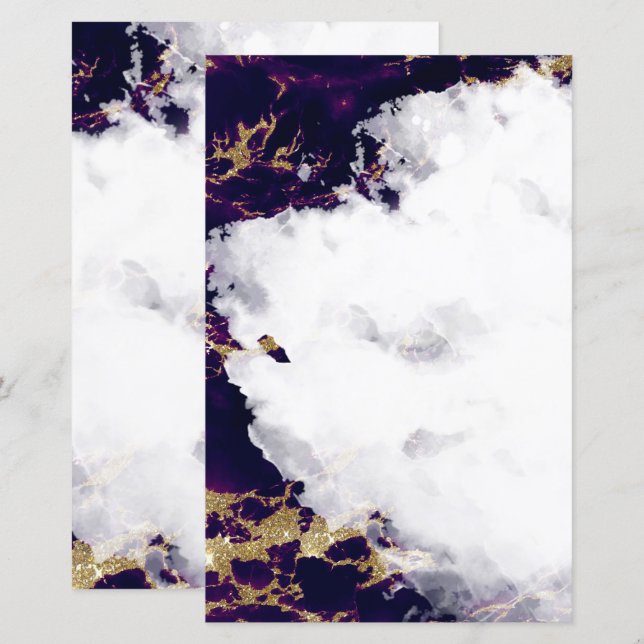 Amethyst Purple Watercolor Geode Blank Stationery (Front/Back)