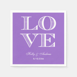 Amethyst Purple, White LOVE Napkins