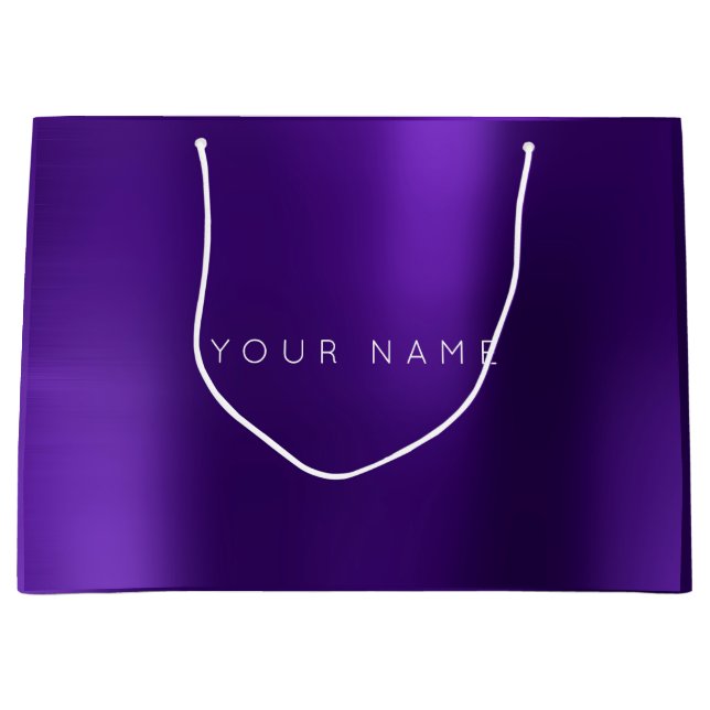Amethyst Purple White Plum Minimal Favour Gift Large Gift Bag (Front)