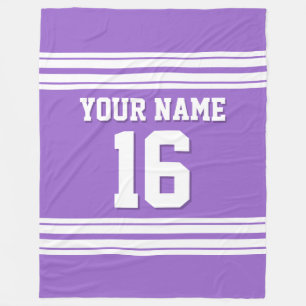 Amethyst Purple White Sports Jersey Fleece Blanket