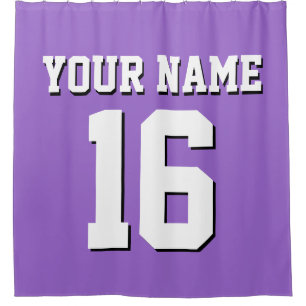 Amethyst Purple White Sports Jersey Team Jersey Shower Curtain