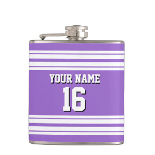 Amethyst Purple Wht Team Jersey Custom Number Name Hip Flask