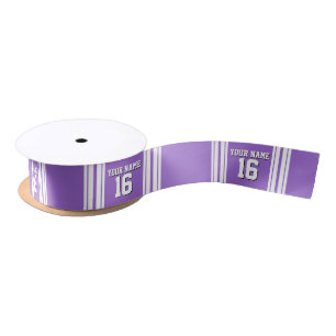 Amethyst Purple Wht Team Jersey Custom Number Name Satin Ribbon
