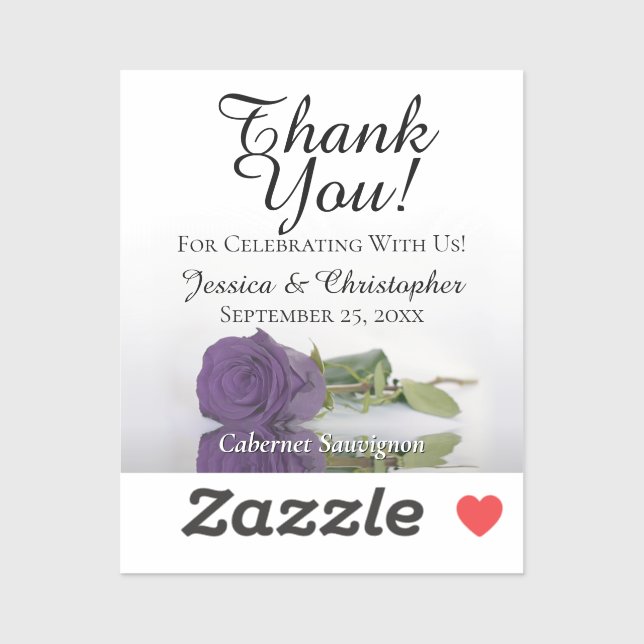Amethyst Rose Wedding Thank You Mini Bottle Label (Sheet)