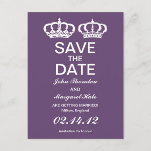 Amethyst Royal Couple Save the Date Announcement Postcard