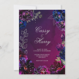 Amethyst Sapphire Ombre Jewel Tone Wedding Invitation