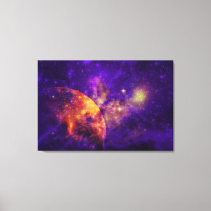 Amethyst Sky, Golden Planet n Nebula Canvas Print