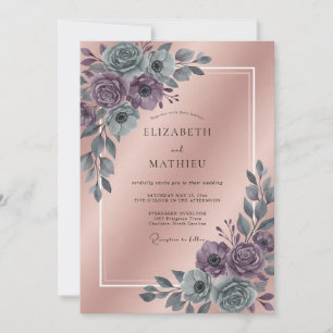 Amethyst Slate Watercolor Wedding Invitation